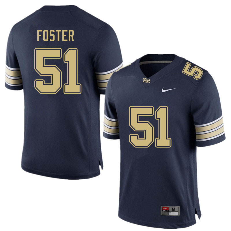 Men #51 Drew Foster Pitt Panthers College Football Jerseys Sale-Navy